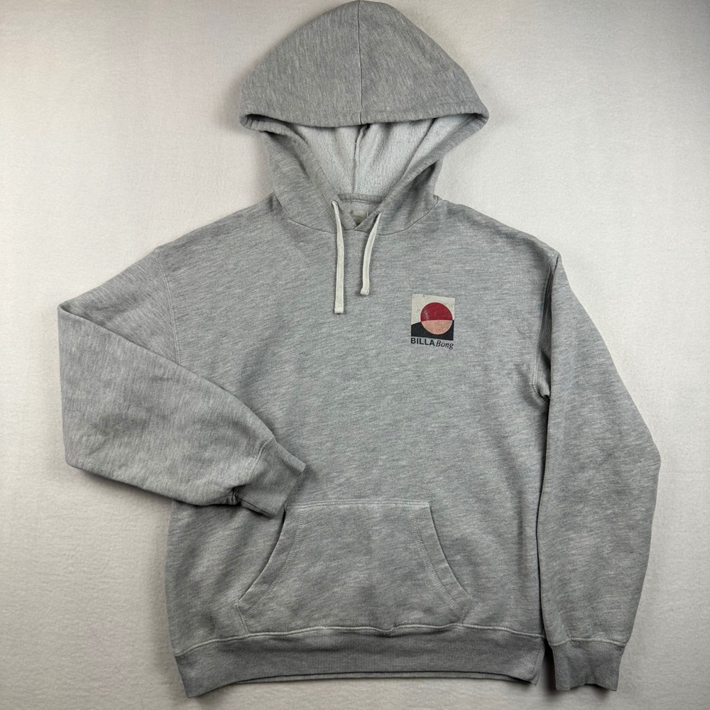 Billabong Hoodie Mens M Gray Surf & Love Graphic Pullover Skate Surf Outdoor